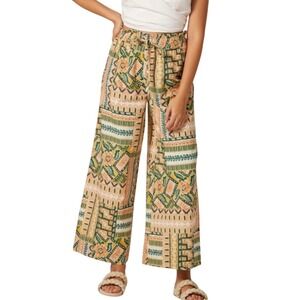Bila 77 Wide Leg Studio Pants Womens Size Small Warm Sands Allover Print